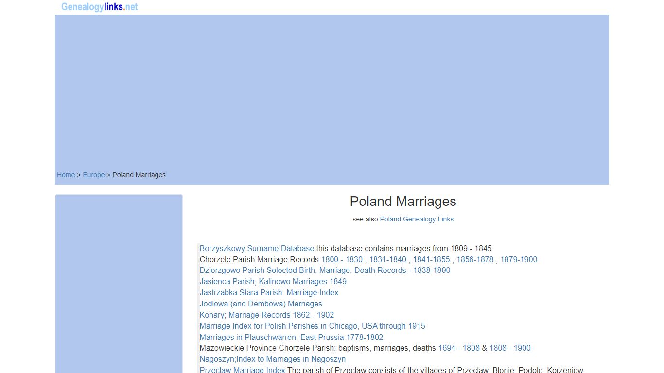 Poland Marriages and Marriage Databases - Genealogy Links